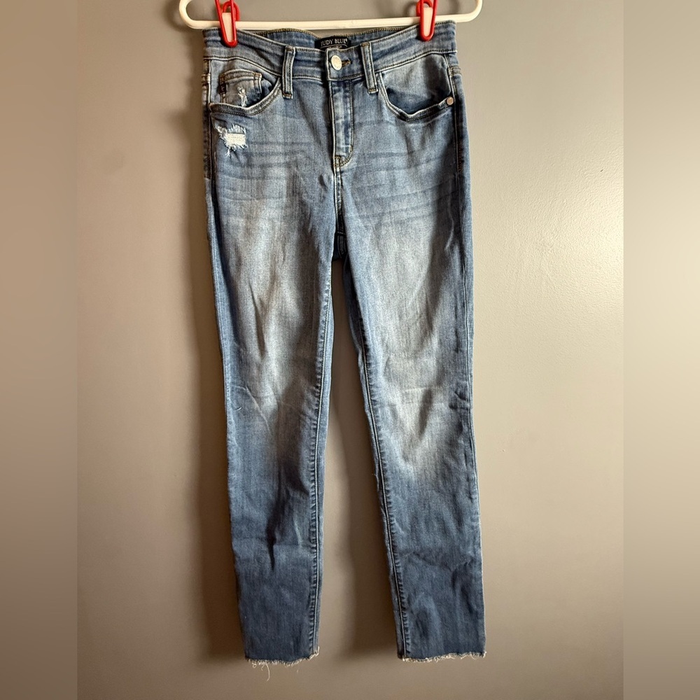 Judy Blue Factory Distressed Straight Fit Sz 5/27 Denim Jeans
